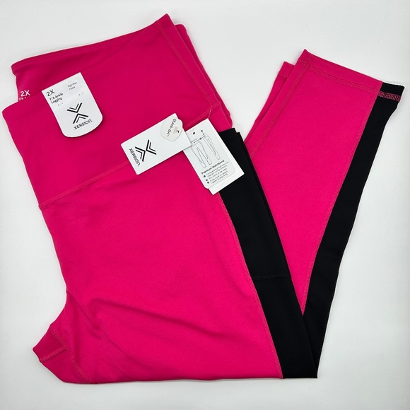 Xersion Women's Plus Size Set of 2 Pink High Rise 7/8 Ankle Leggings Size 2X - Picture 7 of 15